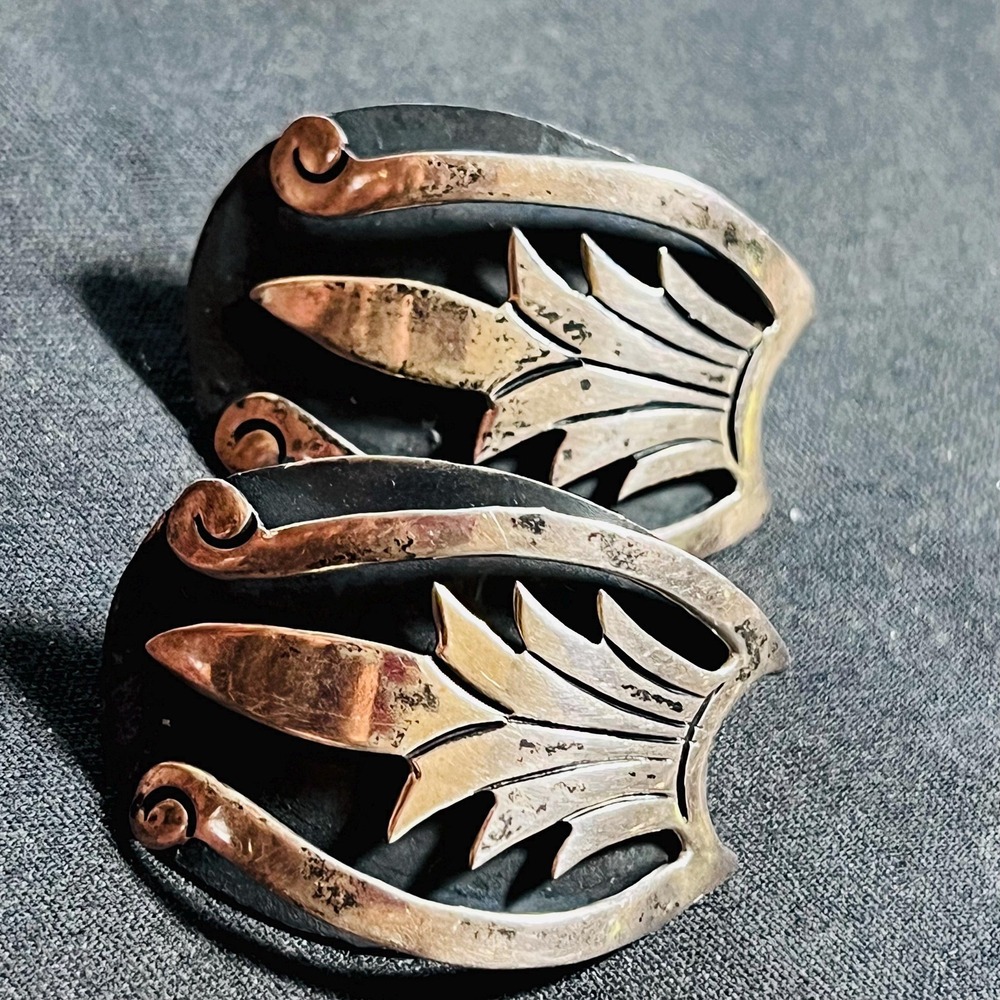 Vintage Taxco Mexico Sterling Silver Earrings TM-125 14g Signed 925 Modernist